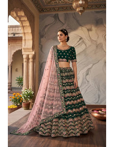 Green Latest Georgette Lehenga Choli Design With Dupatta