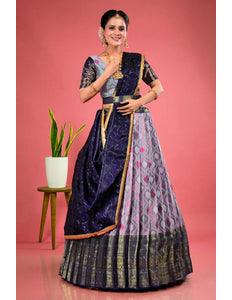 Lavender Banarasi Silk Lehenga Choli With Zari Weaving