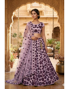 Lavender Party wear Embroidered Lehenga Choli For Women