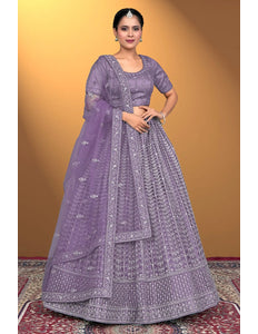 Lavender Stylish Designer Embroidered Chaniya Choli For Women