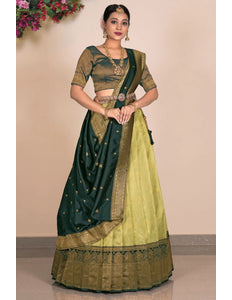 Lemon Zari Tissue Silk Lehenga Choli Design For Women