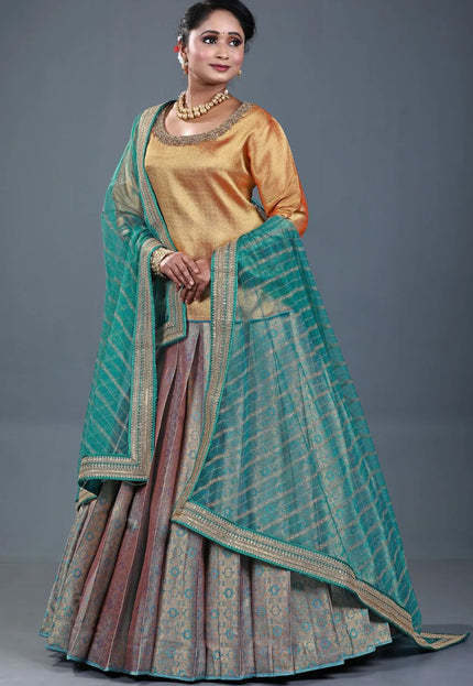 Light Blue Banarasi Silk Lehenga Choli For Women With Net Dupatta