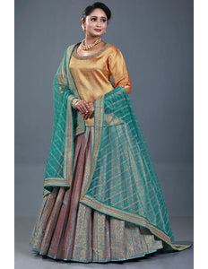 Light Blue Banarasi Silk Lehenga Choli For Women With Net Dupatta