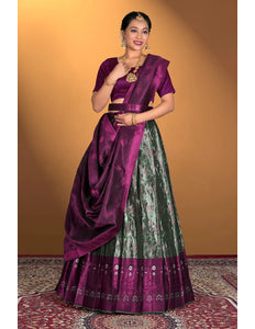 Light Green Banarasi Silk Zari Work Lehenga Choli For Weddings