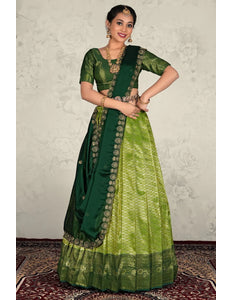 Light Green Designer Banarasi Silk Lehenga Choli For Women
