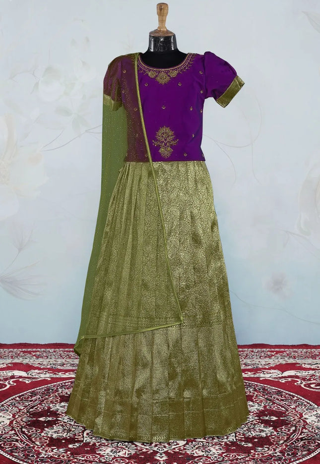 Liril Festive Lehenga Choli Set with Emerald Purple Top