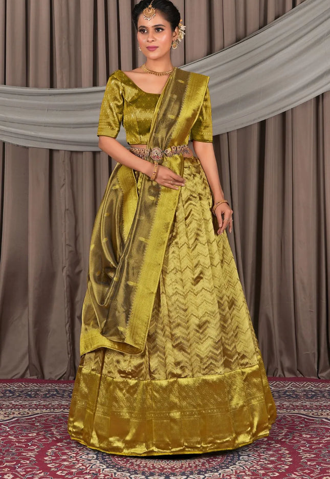 Liril Latest Pure Two Tone Zari Tissue Lehenga Choli