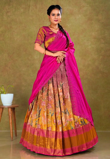 Magenta Digital Banarasi Silk Lehenga Choli for Women