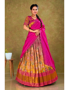 Magenta Digital Banarasi Silk Lehenga Choli for Women