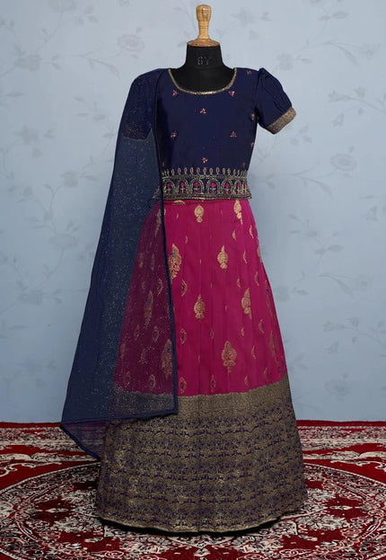 Magenta Traditional Designer Lehenga Choli with Net Dupatta for Girls Wear 