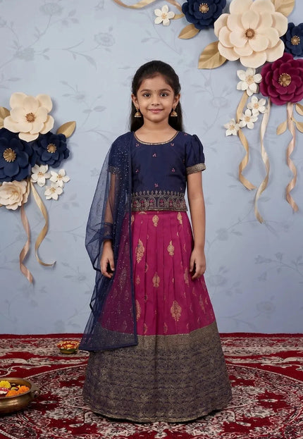 Magenta Traditional Designer Lehenga Choli with Net Dupatta for Girls Wear 