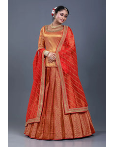 Maroon Banarasi Silk Lehenga Choli For Women With Net Dupatta