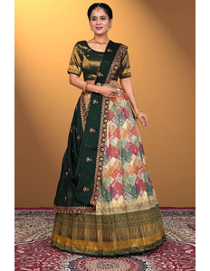 Mehendi Banglori Slub With Digital Print Lehenga Choli