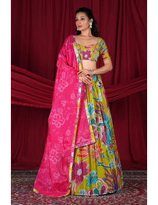 Mehendi Designer Organza Lehenga Choli For Women