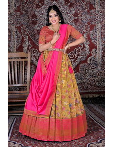 Mehendi Digital Printed Tissue Lehenga With Silk Dupatta