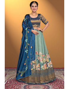 Mint Green Viscose Lehenga Choli With Rangoli Dupatta