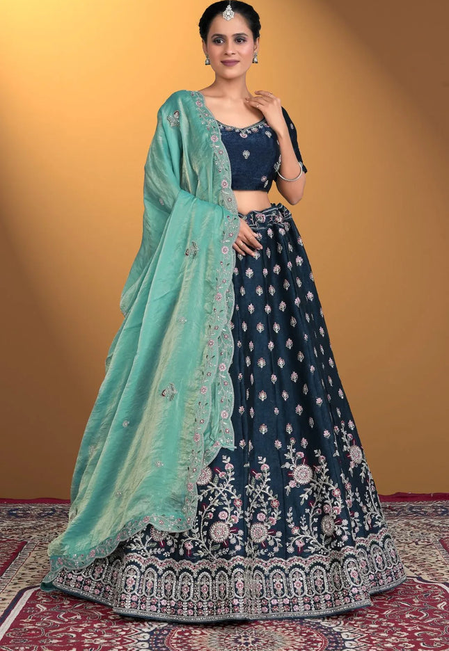Morpich Indian Style Fendy Silk Half Saree Lehenga Choli