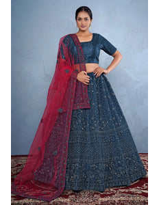 Morpich Net Party wear Embroidered Lehenga Choli For Women
