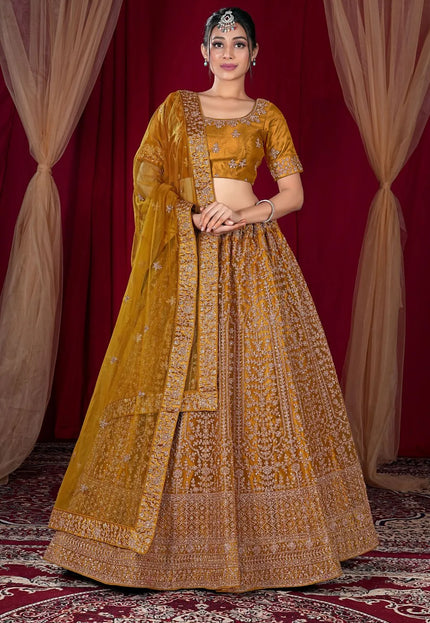 Musterd Exclusive Net Lehenga Choli With Embroidered Work