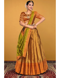Musterd Pure Zari Tissue Silk Lehenga Choli With Dupatta