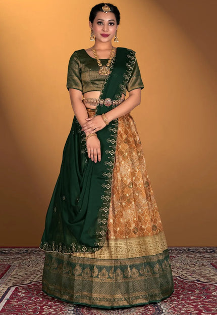 Musterd Banglori Slub With Digital Print Lehenga Choli