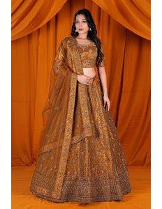 Musterd Designer Diamond Work Net Lehenga Choli For Partys
