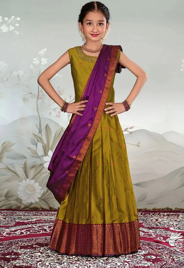 Musterd Designer Zari Work Lehenga Choli Ethnic Attire Kids Wear