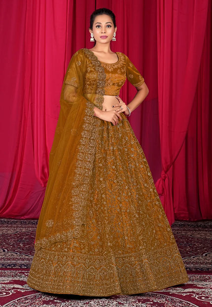Musterd Exclusive Net Lehenga Choli With Embroidered Work