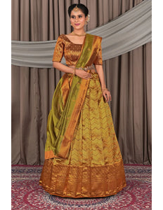 Musterd Latest Pure Two Tone Zari Tissue Lehenga Choli