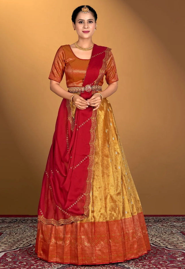 Musterd Latest Zari Self Jacquard Lehenga Choli Set