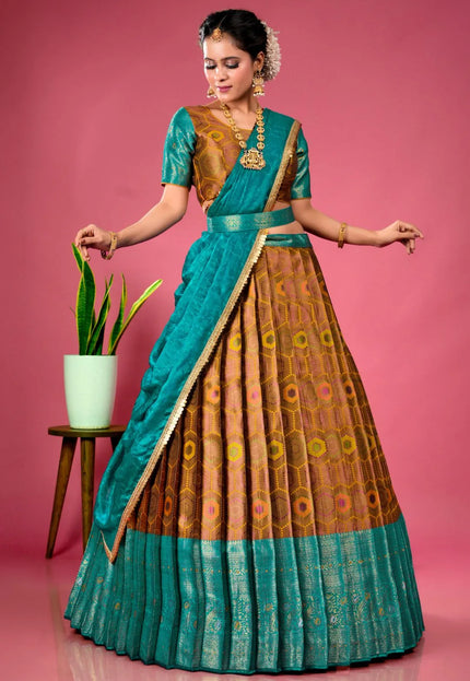 Musterd Stylish Lehenga Choli With Zari Woven For Women