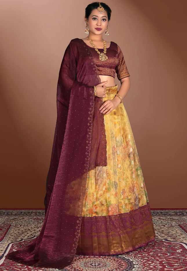 Musterd Zari Tissue Silk Lehenga Choli For Women