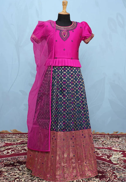Navy Blue Exquisite Peplum Style Chaniya Choli For Young Princess