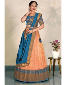 Orange Tissue Silk Lehenga Choli Zari Work Design For Women