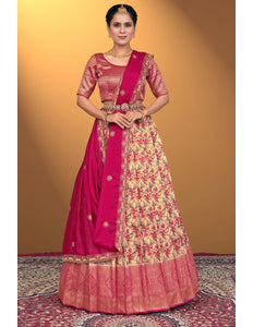 Peach Banglori Slub Lehenga Choli Design For Women