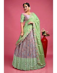 Peach Banarasi Silk Floral Lehenga Choli Rangoli Dupatta