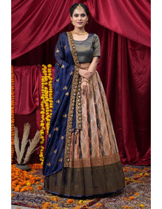 Peach Banglori Slub With Zari Work Lehenga Choli