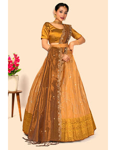Peach Latest Banarasi Silk Embroidred Lehenga Choli