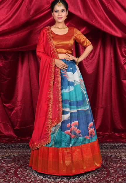 Peacock Banglori Slub Designer Chaniya Choli For Women