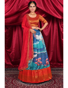 Peacock Banglori Slub Designer Chaniya Choli For Women
