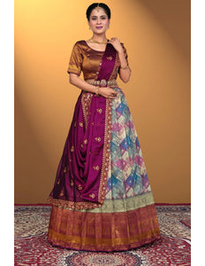 Peacock Banglori Slub With Digital Print Lehenga Choli