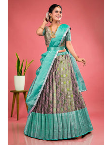 Pink Banarasi Silk Lehenga Choli With Zari Weaving