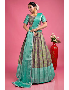 Pink Banarasi Silk Lehenga Choli With Zari Weaving