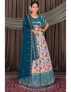 Pink Banglori Slub Semi-Stitched Lehenga For Women