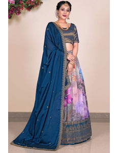 Pink Digital Printed Banglori Slub Lehenga Choli For Women