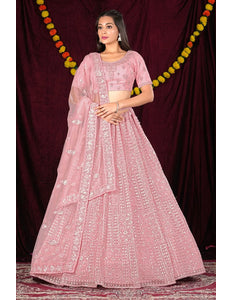 Pink Embroidered Sequence Work Designer Lehenga Choli For Events