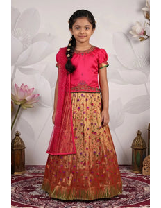 Pink Girls Heritage Floral Langa Voni Kids Fine Embroidery Dress