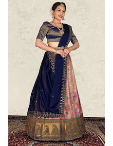 Pink Latest Banarasi Digital Print Lehenga Choli For Women