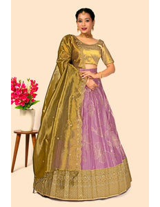 Pink Latest Banarasi Silk Embroidred Lehenga Choli