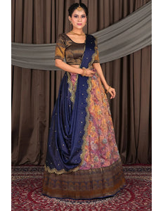 Pink Latest Zari Tissue Digital Print Lehenga Choli For Women